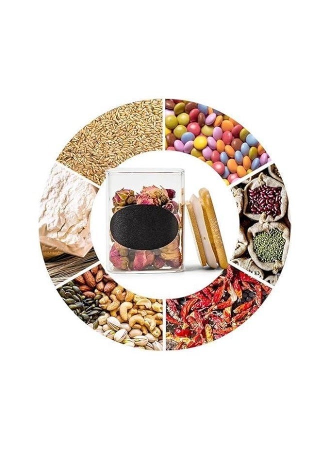 Glass Spice Jar Set with Airtight Bamboo Lids, Food Storage Containers for Grains and Spices for Home Kitchen, Suitable for Tea, Herbs, Coffee, Flour and Grains - 8 Pieces (Square) - Image 3